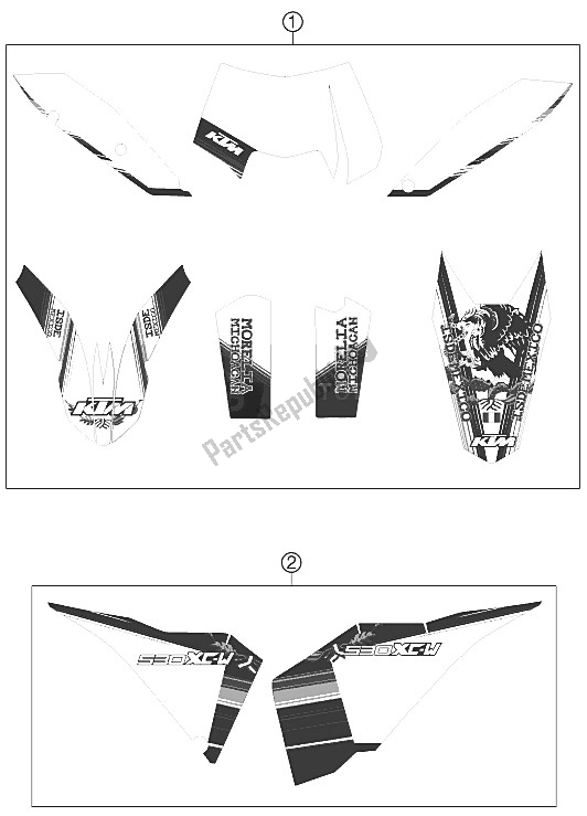 All parts for the Decal of the KTM 530 XC W SIX Days USA 2011