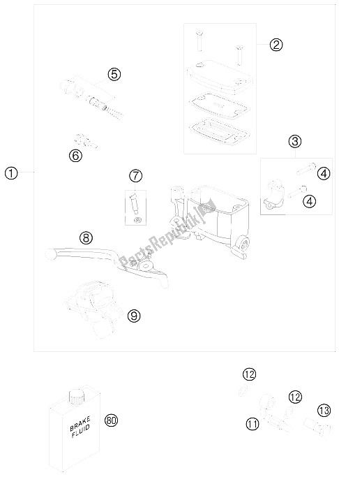 Todas las partes para Cilindro De Freno De Mano de KTM 990 Adventure Orange ABS 09 Europe 2009