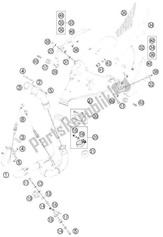 Todas las partes para Sistema De Escape de KTM 990 Super Duke R France 2011