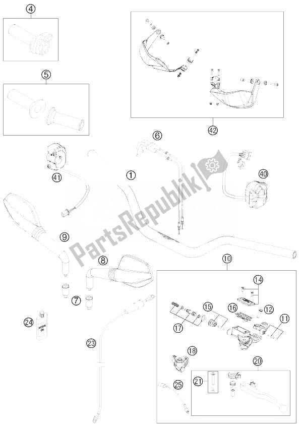 All parts for the Handlebar, Controls of the KTM 690 SMC R Australia 2013