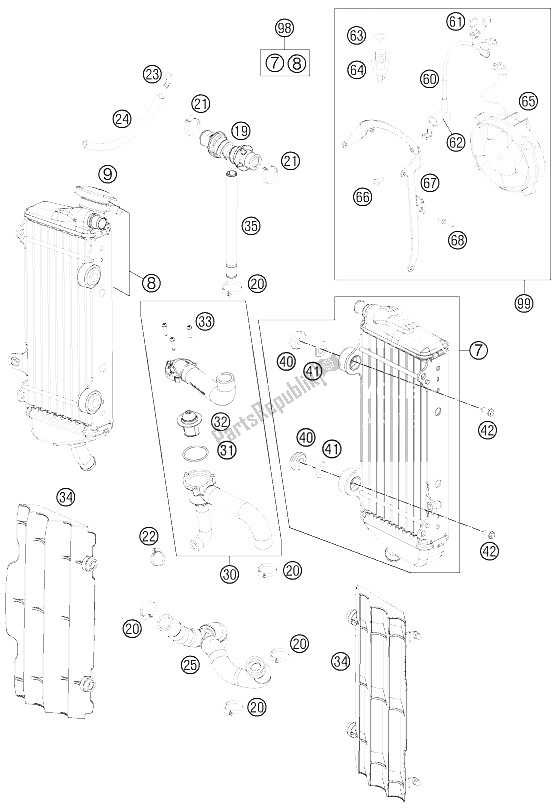 Alle onderdelen voor de Koelsysteem van de KTM 350 EXC F Australia 2012
