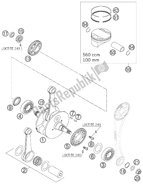 Todas las partes para Cigüeñal, Pistón de KTM 560 SMR Europe 2006