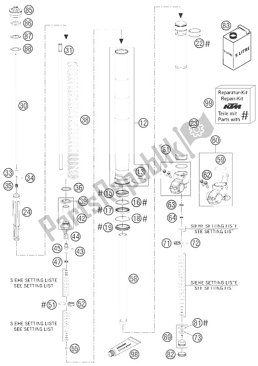 Wszystkie części do Nogi Widelca KTM 950 Superenduro R Australia 2006