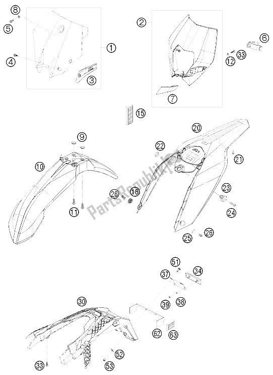 Toutes les pièces pour le Masque, Ailes du KTM 450 EXC USA 2011