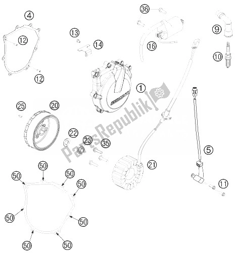 Toutes les pièces pour le Système De Mise à Feu du KTM 500 XC W USA 2014