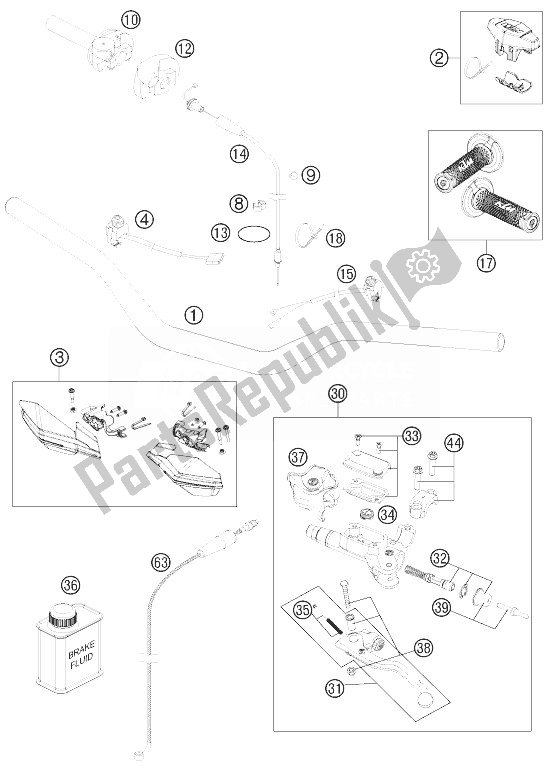 Alle onderdelen voor de Stuur, Bedieningselementen van de KTM 250 XC W USA 2013