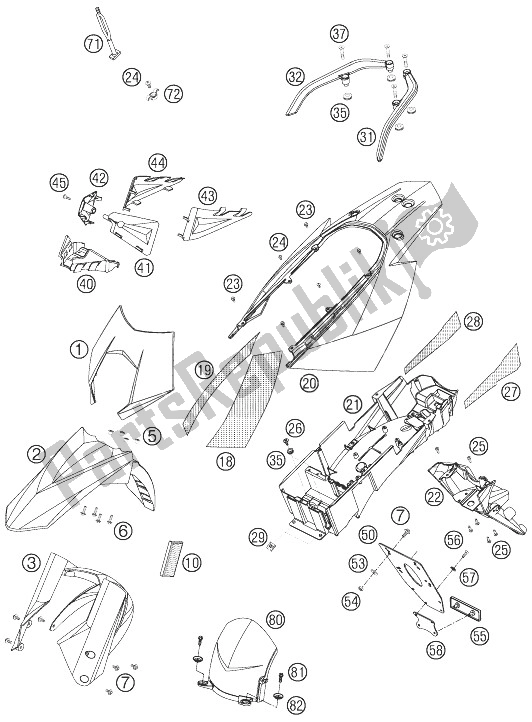 All parts for the Mask, Fenders of the KTM 950 Supermoto R Europe 2007