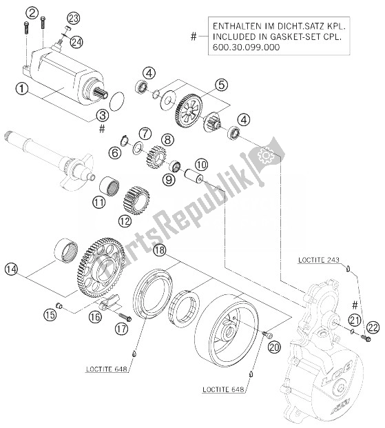 Todas as partes de Partida Elétrica do KTM 990 Superduke Schw Anth 04 Europe 2004