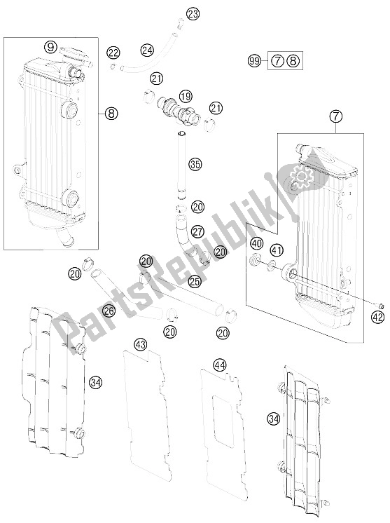 Todas las partes para Sistema De Refrigeración de KTM 150 XC USA 2012