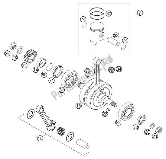 Tutte le parti per il Albero Motore, Pistone 125/200 del KTM 125 EXC SIX Days Europe 2002