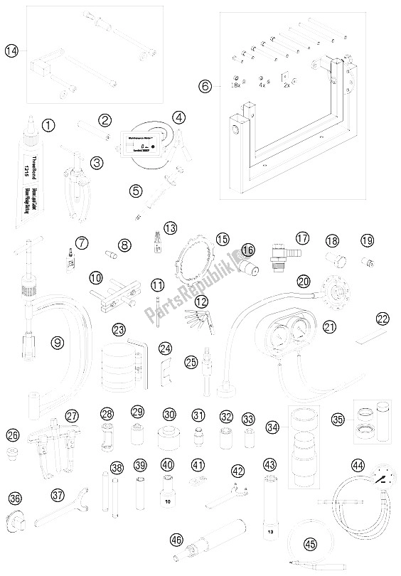 Todas as partes de Ferramentas Especiais do KTM 990 Adventure Black ABS Europe 2008