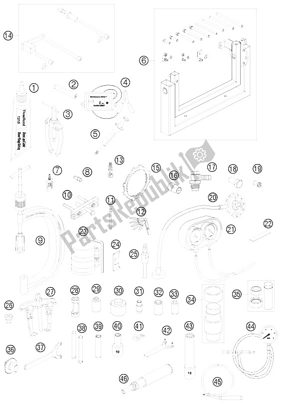 Alle onderdelen voor de Speciaal Gereedschap van de KTM 990 Adventure R USA 2009