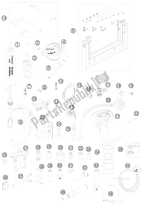 Alle onderdelen voor de Speciaal Gereedschap van de KTM 990 Super Duke Black Europe 2008