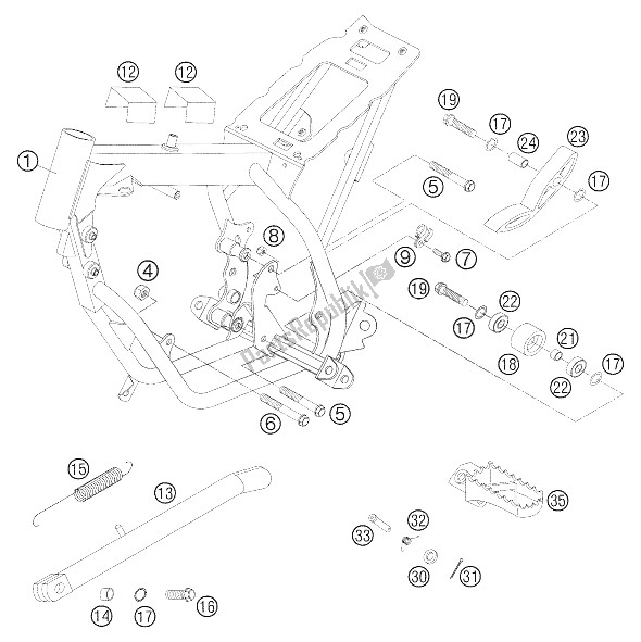 All parts for the Frame, Side Stand of the KTM 50 SX Junior Europe 2006