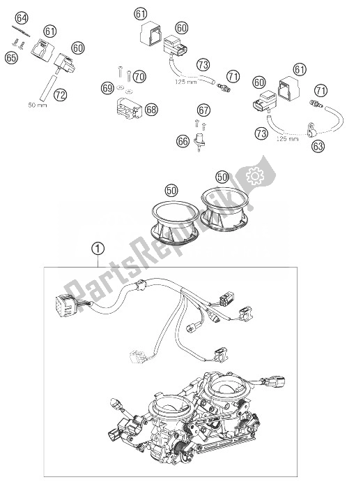 All parts for the Throttle Body of the KTM 990 Adventure Black ABS 07 Europe 2007