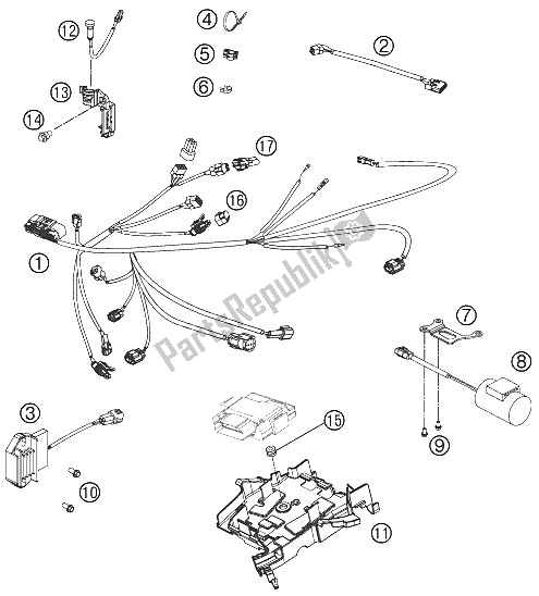 All parts for the Wiring Harness of the KTM 250 SX F Europe 2011