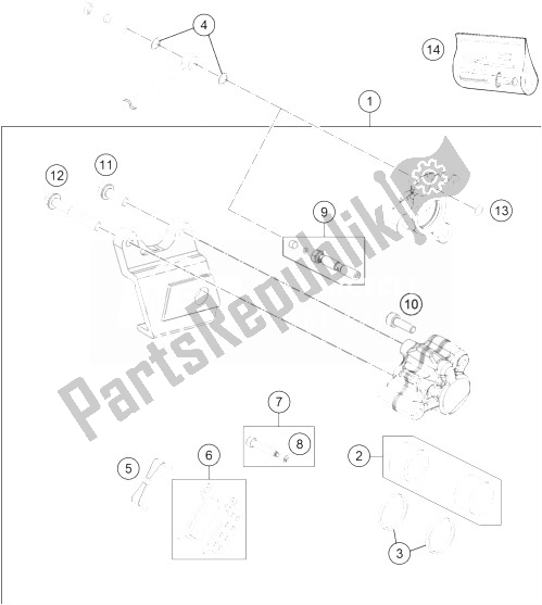 All parts for the Brake Caliper Rear of the KTM 50 SX Europe 2014