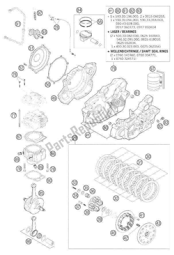 All parts for the New Parts 540 Sxs Racing Motor of the KTM 540 SXS Racing Europe 2005