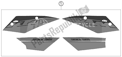 All parts for the Decal of the KTM 990 Supermoto Orange Europe 2008