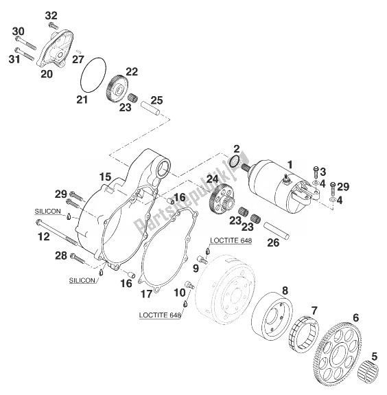 Tutte le parti per il Avviamento Elettrico Lc4 '98 del KTM 400 LC4 R Europe 1999