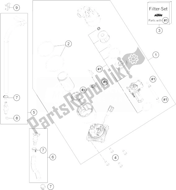 All parts for the Fuel Pump of the KTM 1190 ADV ABS Grey WES France 2014