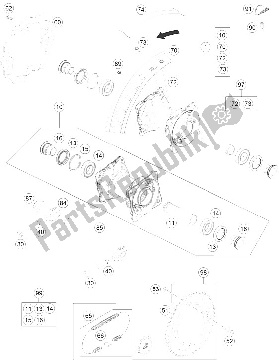 Toutes les pièces pour le Roue Arrière du KTM 85 SX 17 14 Europe 2015