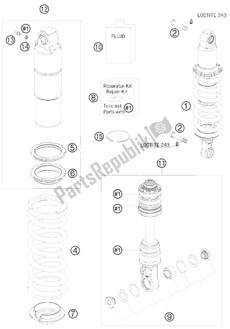 Toutes les pièces pour le Monoshock du KTM 690 Supermoto Orange Australia United Kingdom 2008