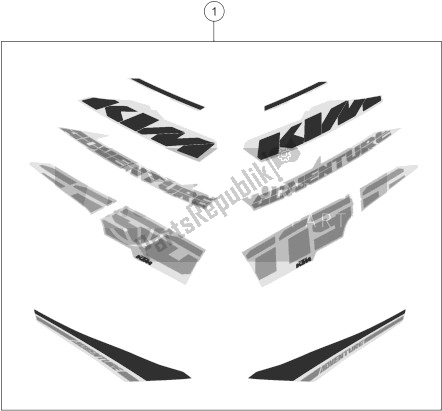 All parts for the Decal of the KTM 1190 ADV ABS Grey WES France 2014