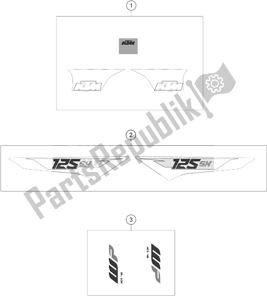 Todas las partes para Etiqueta de KTM 125 SX Europe 2016