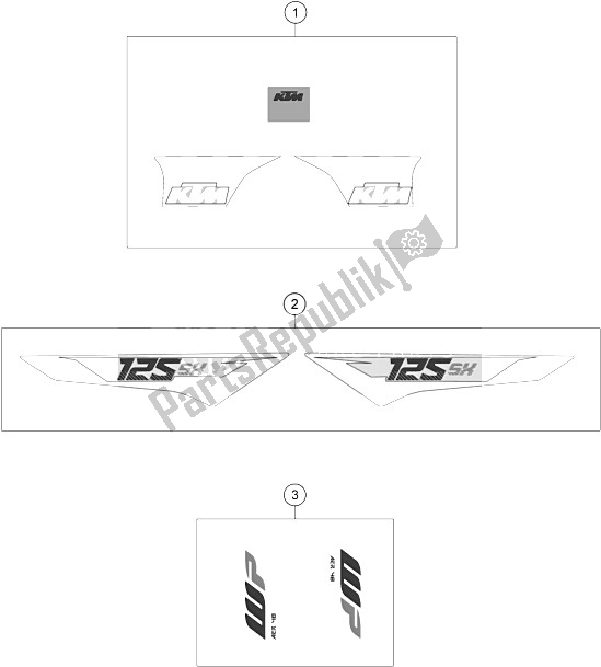 Todas las partes para Etiqueta de KTM 125 SX Europe 2016