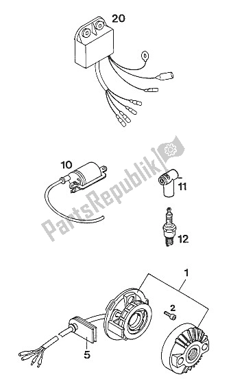 Tutte le parti per il Sistema Di Accensione 250/300 Sx '94 del KTM 250 SX M O Europe 1994