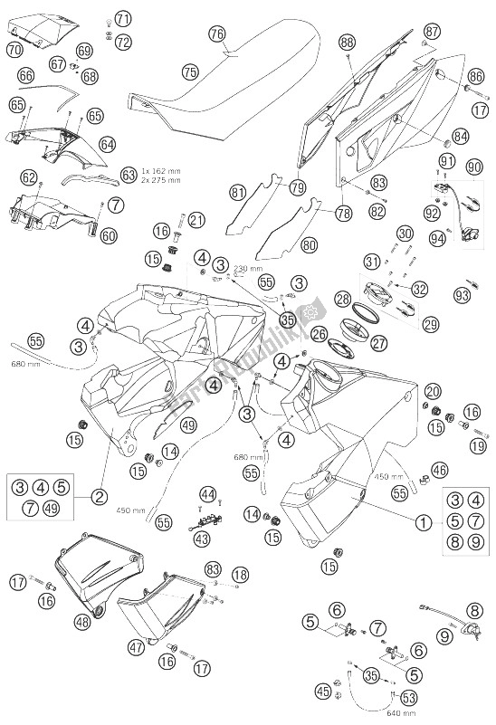 Todas las partes para Tanque, Asiento, Tapa de KTM 990 Adventure Black ABS 07 Australia United Kingdom 2007