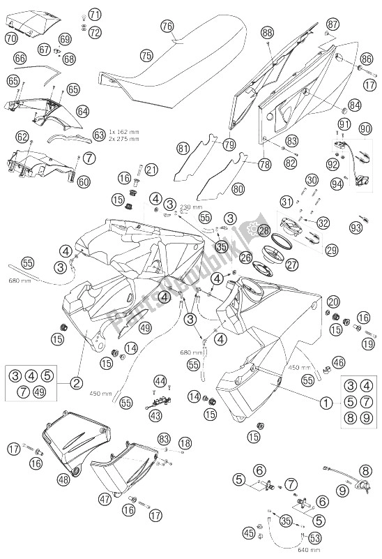 All parts for the Tank, Seat, Cover of the KTM 990 Adventure Black ABS 07 Europe 2007