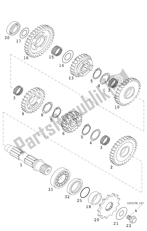 Tutte le parti per il Cambio Ii 400/520 Racing 200 del KTM 520 SX Racing USA 2000