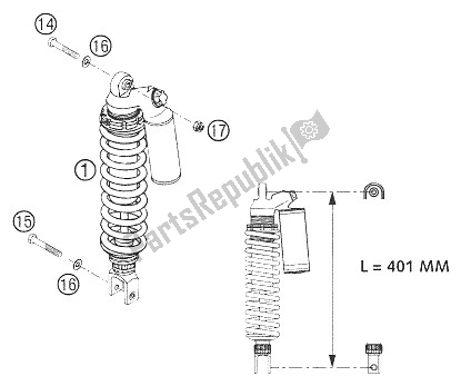 Alle onderdelen voor de Achtervering 640 Lc4 Sm van de KTM 625 SMC Australia United Kingdom 2005