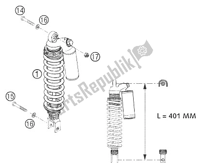 All parts for the Shock Absorber of the KTM 625 SMC Australia United Kingdom 2006