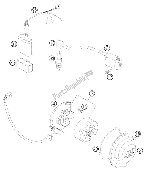 All parts for the Ignition System of the KTM 105 SX Europe 2006