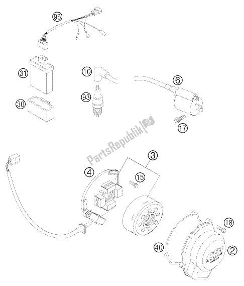 Toutes les pièces pour le Système D'allumage 85 Sx du KTM 85 SX 19 16 Europe 2005