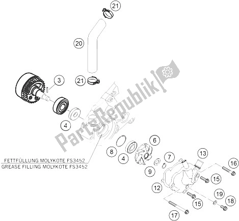 Tutte le parti per il Pompa Dell'acqua 660 Rallye del KTM 660 Rallye Factory Repl Europe 2005