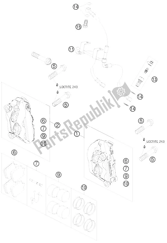 Todas las partes para Pinza De Freno Delantera de KTM 950 Supermoto R Australia United Kingdom 2008