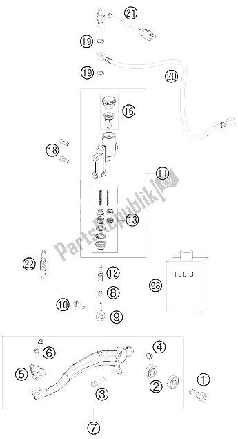 All parts for the Rear Brake Control of the KTM 450 SX ATV Europe 2009