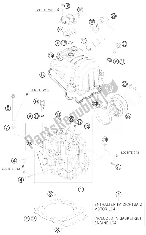 Tutte le parti per il Testata del KTM 690 SMC USA 2010