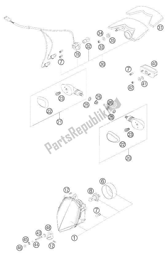 All parts for the Lightning System of the KTM 640 LC4 Supermoto White 05 Europe 9726E6 2005