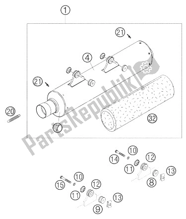 Toutes les pièces pour le Silencieux 450/525 Smr du KTM 525 SMR Europe 2004