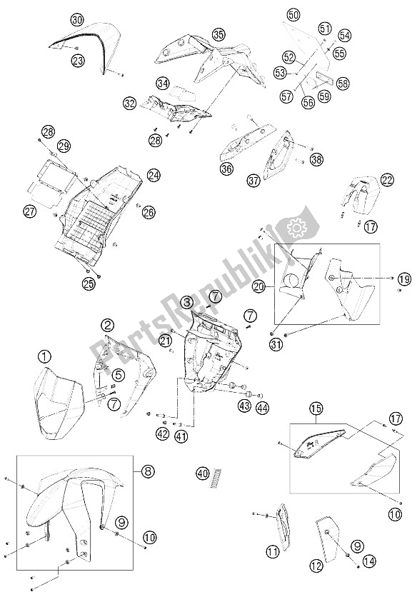 Alle onderdelen voor de Masker, Spatborden van de KTM 690 Duke Black ABS Europe 2015