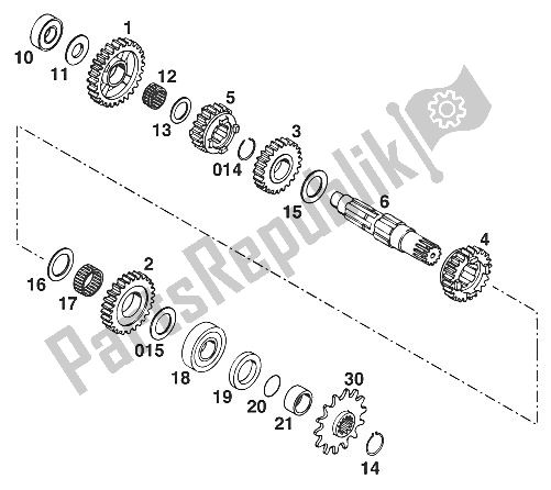 All parts for the Gearbox Ii 250/300/360 '96 of the KTM 250 EGS M ö 12 KW Europe 732670 1997