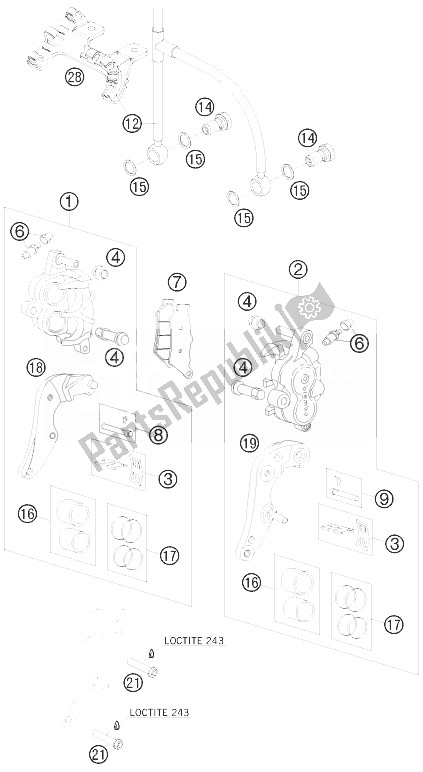 Todas las partes para Pinza De Freno Delantera de KTM 990 Adventure Orange ABS 10 Australia United Kingdom 2010