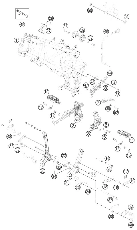 All parts for the Frame of the KTM 450 Rally Factory Replica Europe 2011