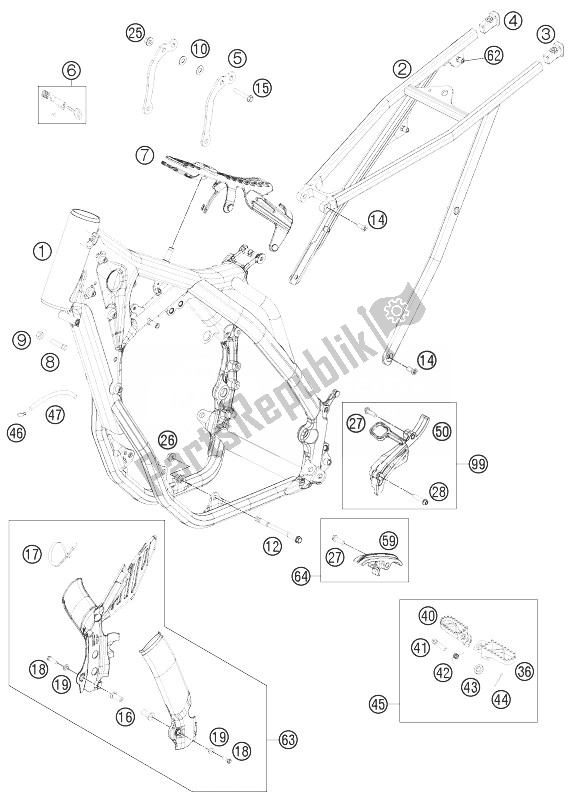 Tutte le parti per il Telaio del KTM 250 EXC F Australia 2013