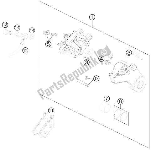 All parts for the Brake Caliper Rear of the KTM 990 Super Duke Black Europe 2011